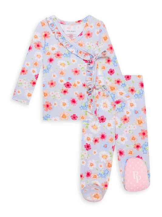 Posh Peanut Baby Girl's 2-Piece Carissa Wrap Top & Footed Pants Set For Kids 3 Posh Peanut Baby Girl's 2-Piece Carissa Wrap Top & Footed Pants Set For Kids