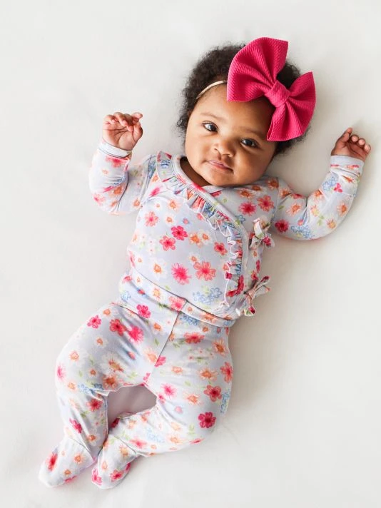 Posh Peanut Baby Girl's 2-Piece Carissa Wrap Top & Footed Pants Set For Kids 7 Posh Peanut Baby Girl's 2-Piece Carissa Wrap Top & Footed Pants Set For Kids - Image 5