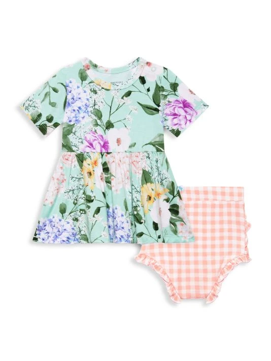 Posh Peanut Baby Girl's Erin 2-Piece Floral Short-Sleeve Peplum Top & Plaid Bloomer Set For Kids 3 Posh Peanut Baby Girl's Erin 2-Piece Floral Short-Sleeve Peplum Top & Plaid Bloomer Set For Kids