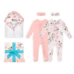 Posh Peanut Baby Girl's Vintage Pink Rose 6-Piece Gift Box Set For Kids