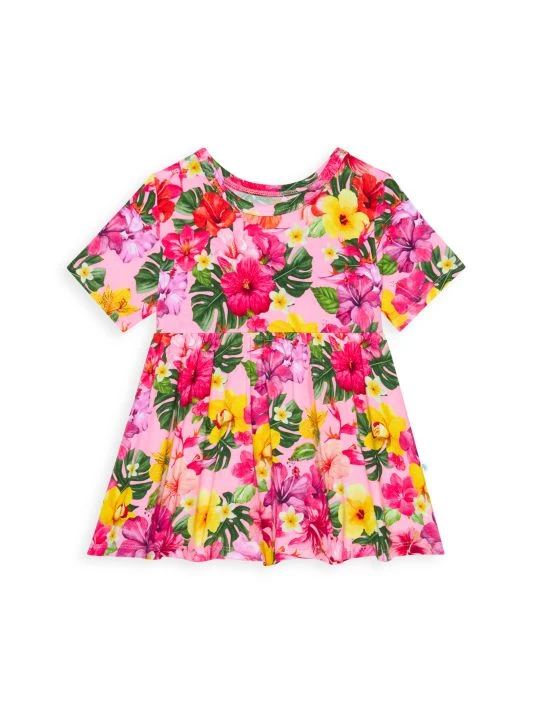 Posh Peanut Little Girl's & Girl's Malana Hawaiian Hibiscus Peplum Top & Ruffled Shorts Set For Kids 4 Posh Peanut Little Girl's & Girl's Malana Hawaiian Hibiscus Peplum Top & Ruffled Shorts Set For Kids - Image 2